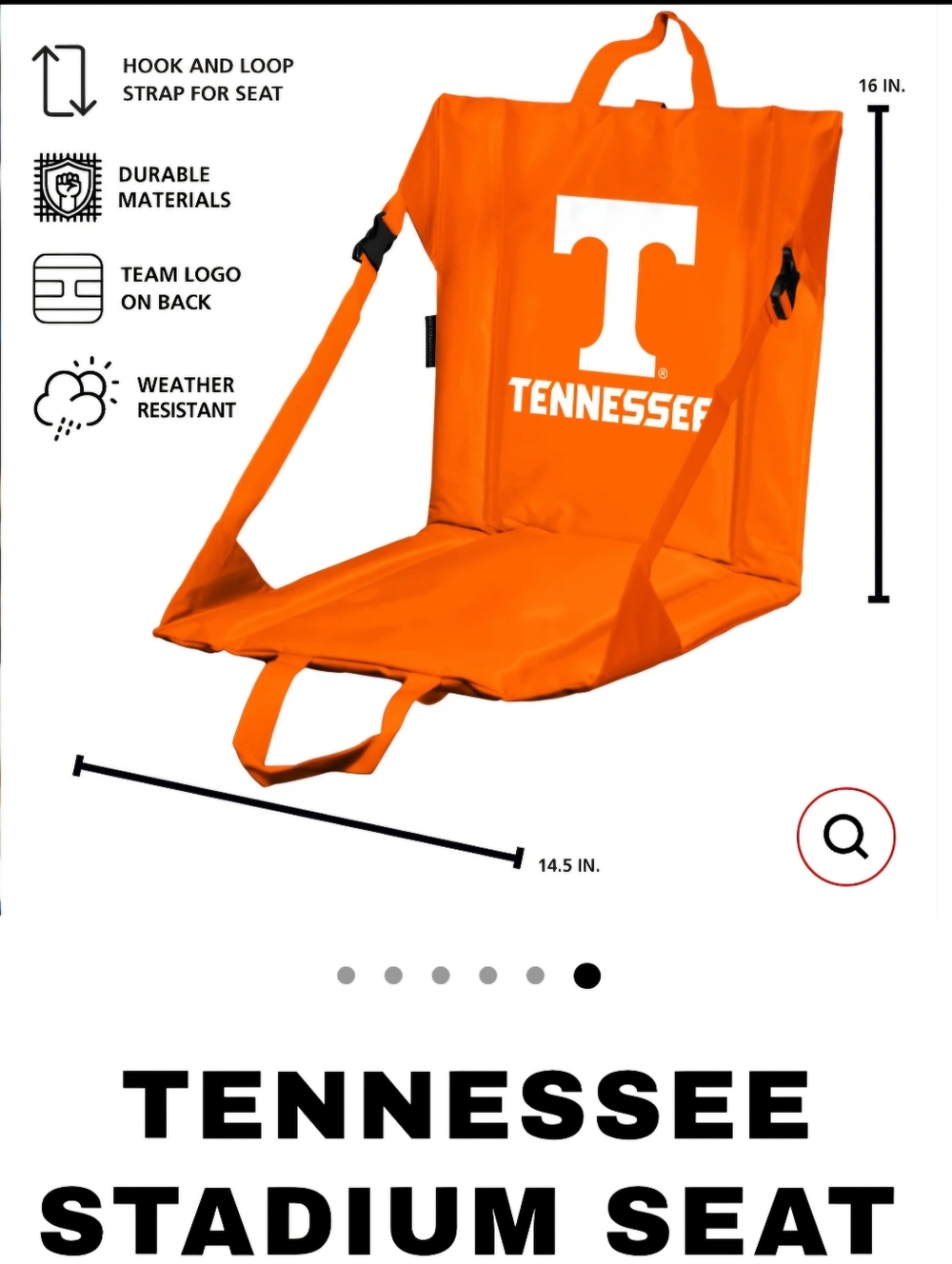 NWT Logo Brands Tennessee Volunteers Stadium Seat